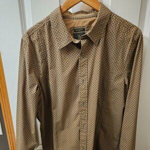 Prana Long-Sleeve Button-Down Shirt, Fallow/Black, Large, Slim Fit